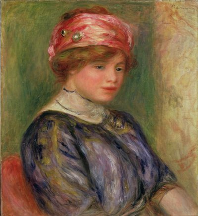 Niña con sombrero rosa de Pierre Auguste Renoir