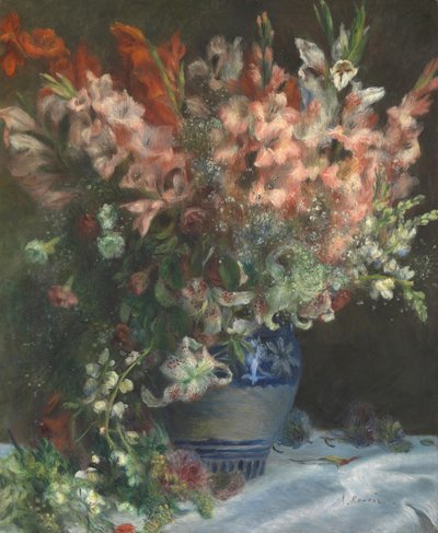 Gladiolos en un Jarrón de Pierre Auguste Renoir