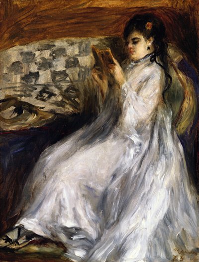 Mujer de Blanco Leyendo de Pierre Auguste Renoir