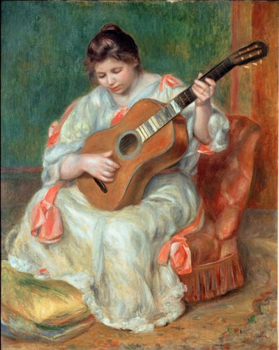 Mujer tocando la guitarra de Pierre Auguste Renoir