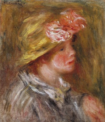 Joven con un Sombrero Florido de Pierre Auguste Renoir