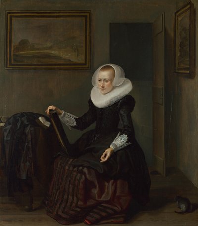 Una mujer sosteniendo un espejo, 1625 de Pieter Codde