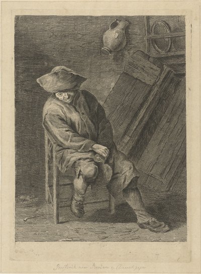 Granjero sentado con jarra de Pieter de Mare