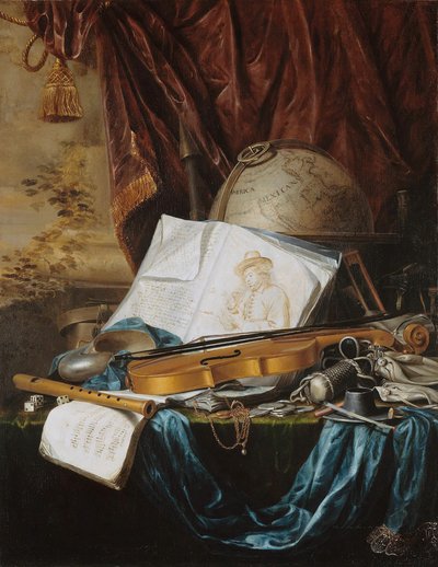 Naturaleza muerta con instrumentos musicales de Pieter de Ring