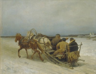 Troika en invierno, 1880s de Pyotr Petrovich Sokolov