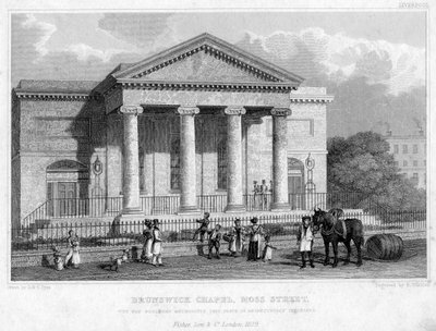 Capilla de Brunswick, Calle Moss, Liverpool, 1829 de R. Winkles