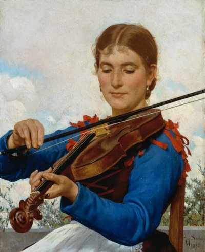 Niña tocando el violín de Raffaello Sorbi