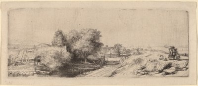 Paisaje con un lechero de Rembrandt van Rijn