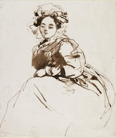 Estudio de una mujer sentada, c. 1820s de Richard Parkes Bonington