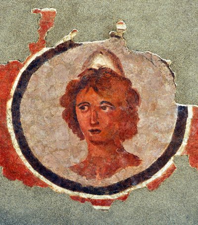 Cabeza de un hombre joven, hacia 130-140 (fresco) de Roman