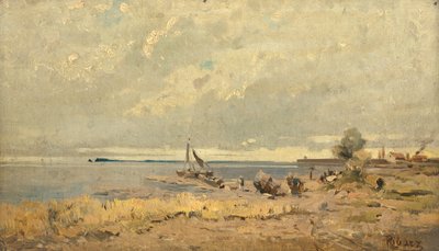 paisaje de playa con barcos de Rudolf Ribarz