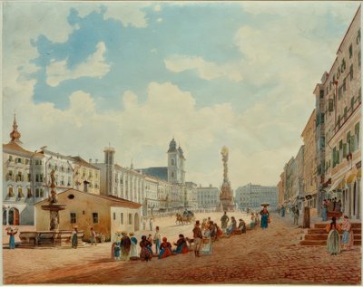 La plaza principal en Linz de Rudolf von Alt