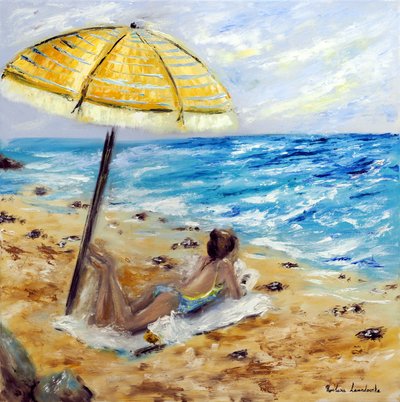 Día de playa, 2022 (óleo sobre cavas) de Ruslana Levandovska