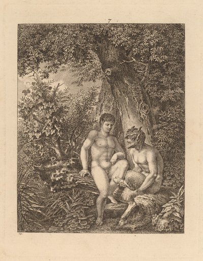 Dos sátiros en un bosque de Salomon Gessner