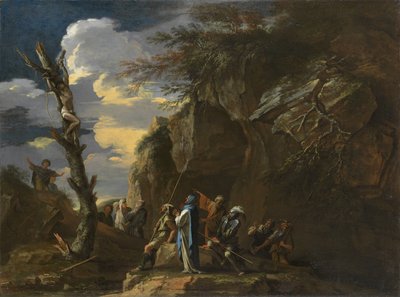 Crucifixión de Polícrates, c.1664 (óleo sobre lienzo) de Salvator Rosa