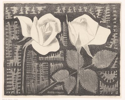 Dos rosas de Samuel Jessurun de Mesquita (signed by artist)