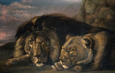 León y leona durmiendo, 1823-1830 de Samuel Raven