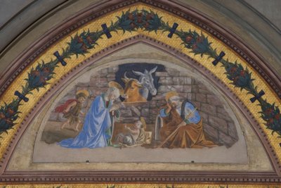 Nacimiento de Cristo con el niño Juan apresurándose de Sandro Botticelli