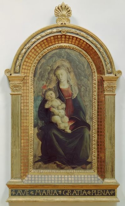 María con niño en una gloria de ángeles de Sandro Botticelli