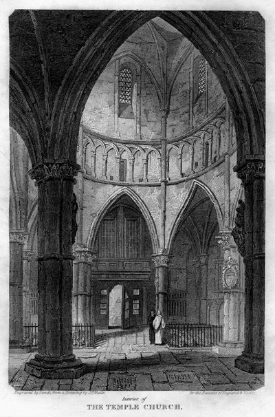 Interior de la Iglesia del Templo, Londres, 1816 de Sands