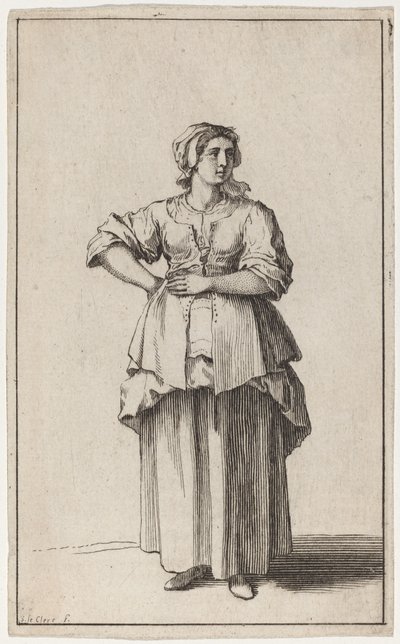 Mujer sirviente de pie de Sébastien Le Clerc the elder