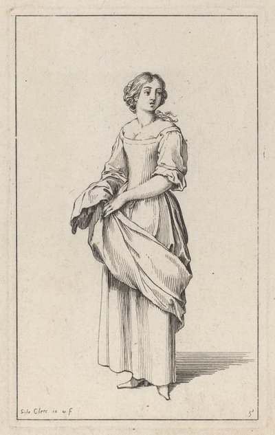 Mujer campesina joven de pie de Sébastien Le Clerc the elder