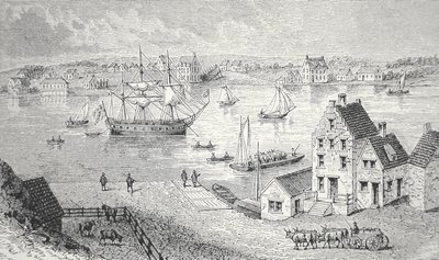 El ferry, Nueva York, c.1750 de School American