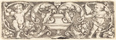 Ornamento con un jarrón entre dos genios de Sebald Beham