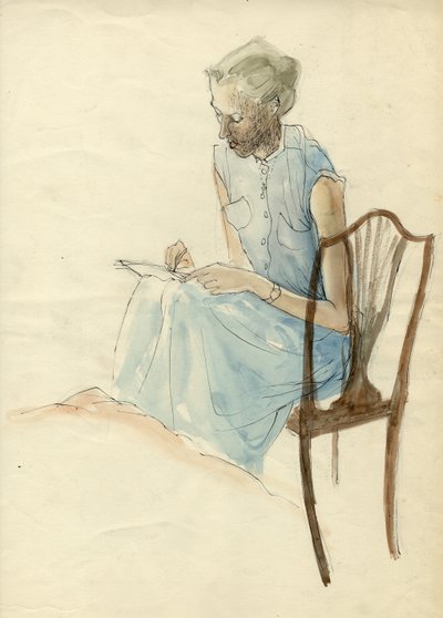 Mujer sentada escribiendo de Shirley Markham