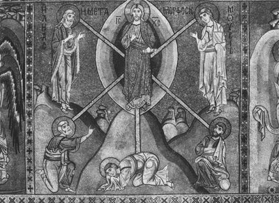 Jesucristo en el Monte Tabor (mosaico) de Sicilian School