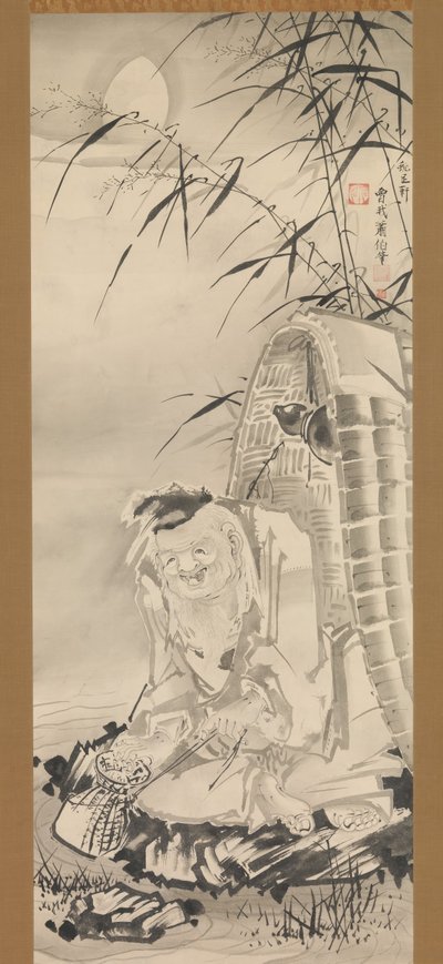 Tokaibo con una Cesta de Pesca, ca. 1768 de Soga Shohaku