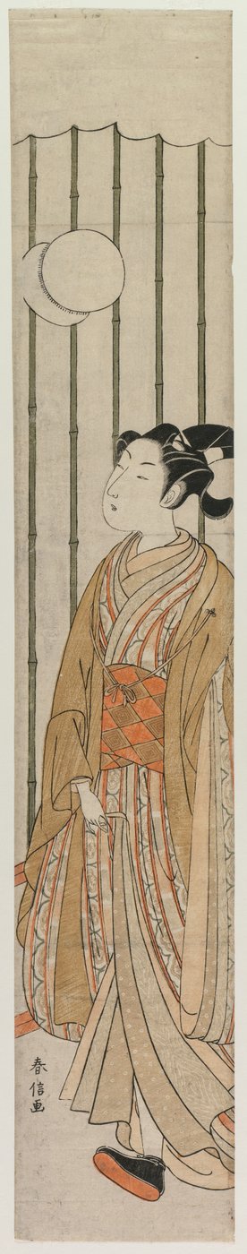 Joven jugando al fútbol, finales de 1760s de Suzuki Harunobu