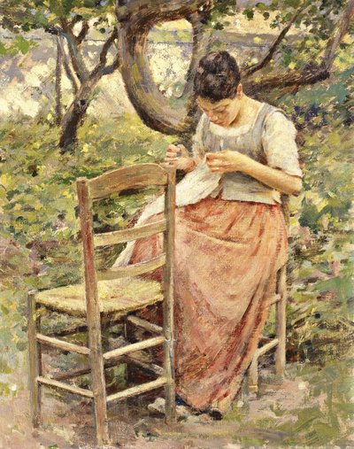 La costurera, c.1891 de Theodore Robinson