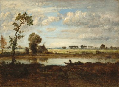 Paisaje con barquero de Theodore Rousseau