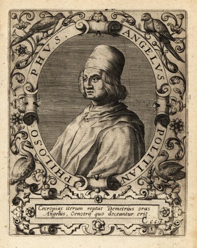 Poliziano, erudito clásico italiano de Theodore de Bry