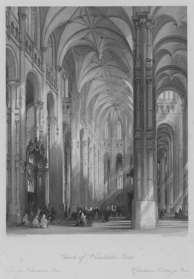 Iglesia de San Eustaquio, París (grabado) de Thomas (after) Allom