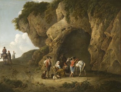 Escena de caverna cerca de Subiaco, con figuras de Thomas Barker