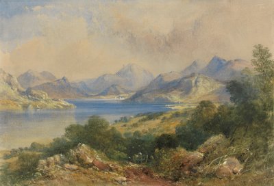 Escena montañosa con un lago de Thomas Colman Dibdin