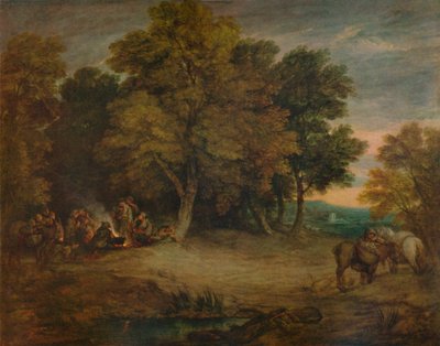 Campamento gitano: Atardecer, c1758, 1935 de Thomas Gainsborough