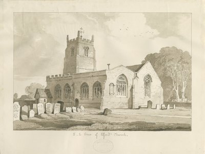 Iglesia de Elford: dibujo en sepia, 1837 de Thomas Peploe Wood