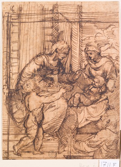 Conversación sagrada (pluma y tinta sobre papel) de Titian (c.1488 1576)