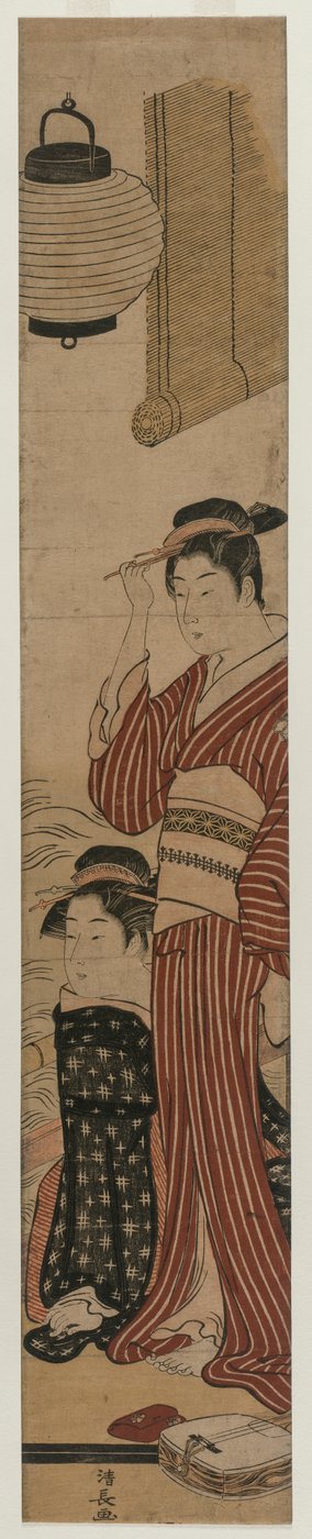 Dos geishas en un balcón de Torii Kiyonaga