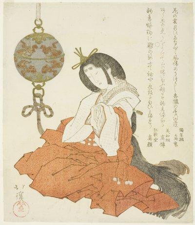 Dama de la Corte Sentada junto a un Quemador de Incienso Colgante de Totoya Hokkei