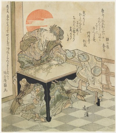 Princesa China en una Mesa de Bordado, 1828 de Toyota Hokkei