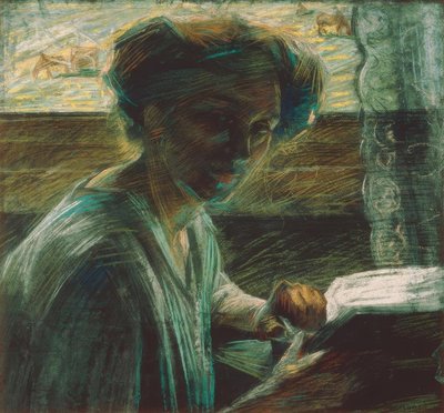 La hermana del artista leyendo de Umberto Boccioni