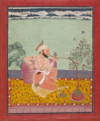 Un Raja fumando una hookah, ca. 1690-1710 de Unbekannt