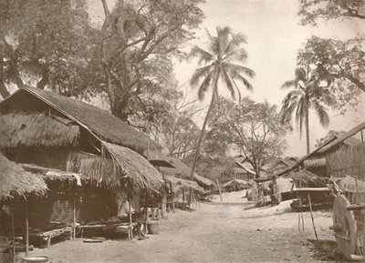 Una escena típica de un pueblo birmano, 1900 de Unbekannt