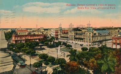 Vista aérea del Parque Central, La Habana, Cuba, c. 1919 de Unbekannt