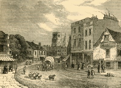 Hackney, mirando hacia la iglesia, 1840, c1876 de Unbekannt