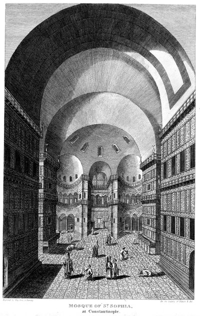 Interior de Hagia Sophia, Constantinopla, grabado, 1815 de Unbekannt